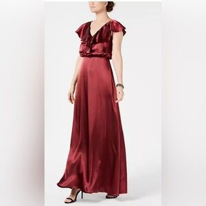 Adrianna Papell Burgundy Satin Gown